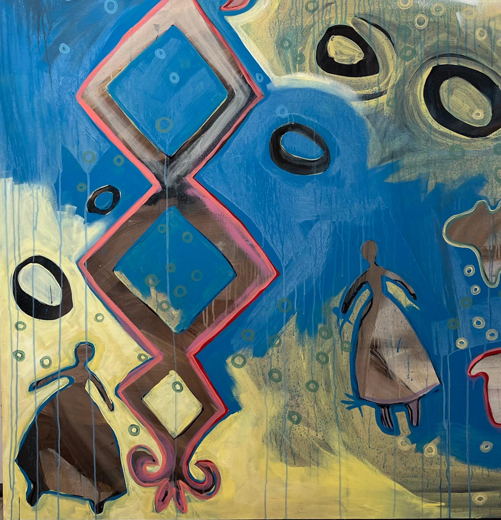 Window into Wonder, Gemälde, Melanie A Yazzie, Navajo, abstrakt, blau, gelb (Zeitgenössisch), Painting, von Melanie Yazzie