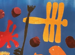 Different Directions di Melanie Yazzie, monotipo, pesce, uccello, blu, rosso, oro