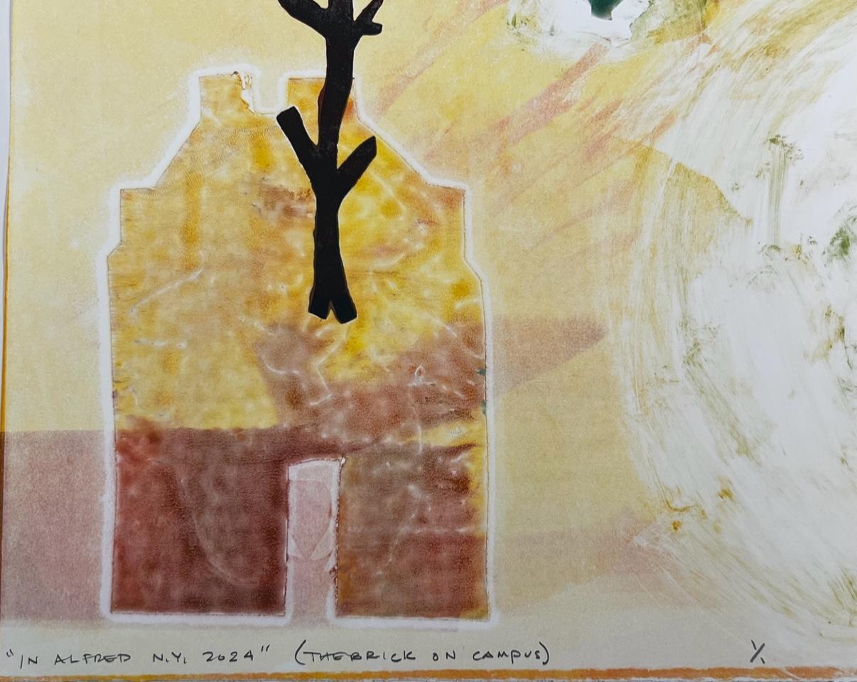 In Alfred N.Y., 2024 (Therrick on Campus), by Melanie Yazzie, Navajo, monotype For Sale 1