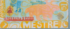 Mestre by Melanie Yazzie, monotype, Venice, Italy, Navajo, yellow, pink, blue