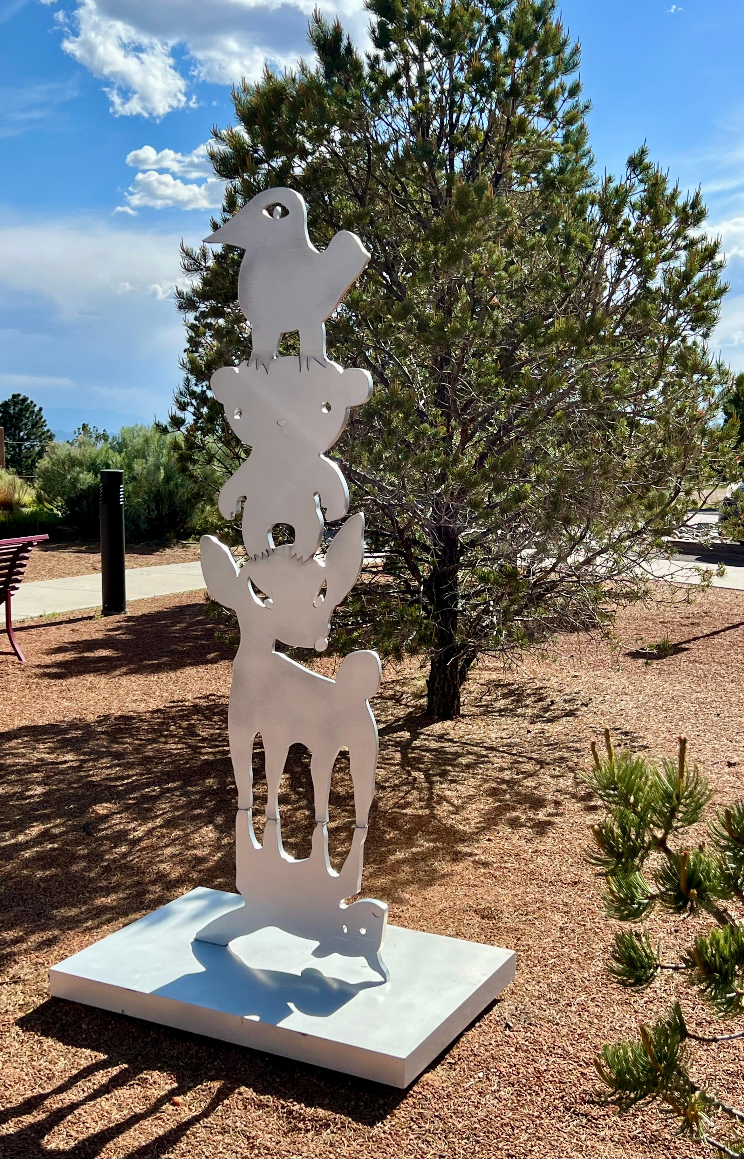 Animal Stack-They Help Each Other, sculpture by Melanie Yazzie, Navajo, Silver 9