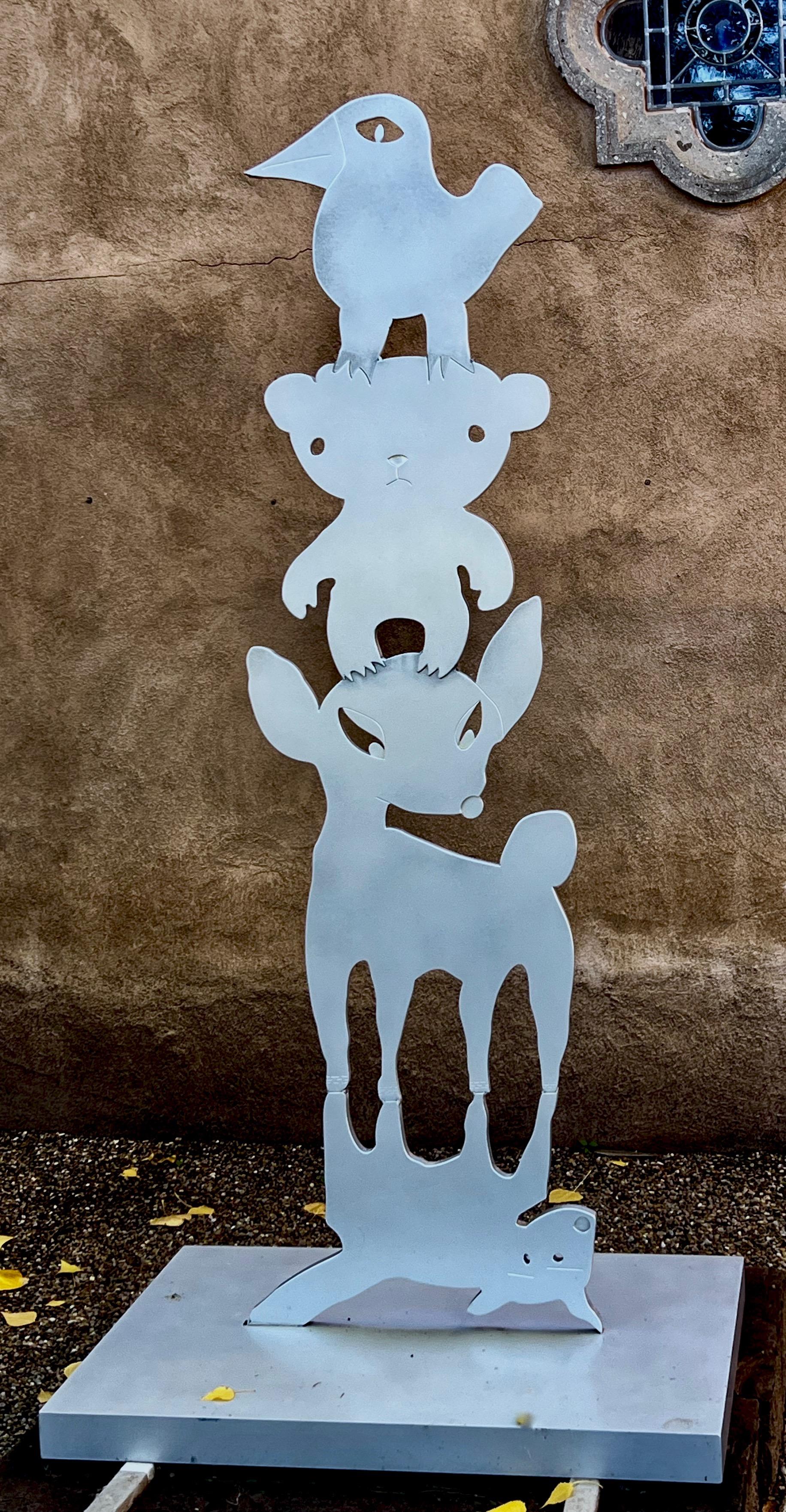 Animal Stack-They Help Each Other, sculpture by Melanie Yazzie, Navajo, Silver For Sale 2