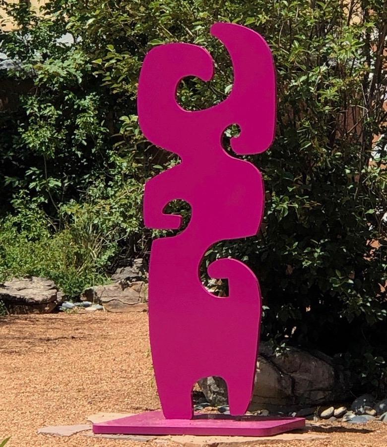 Melanie Yazzie Abstract Sculpture - Grandmother, fuschia, totem, abstract, sculpture, Navajo, contemporary