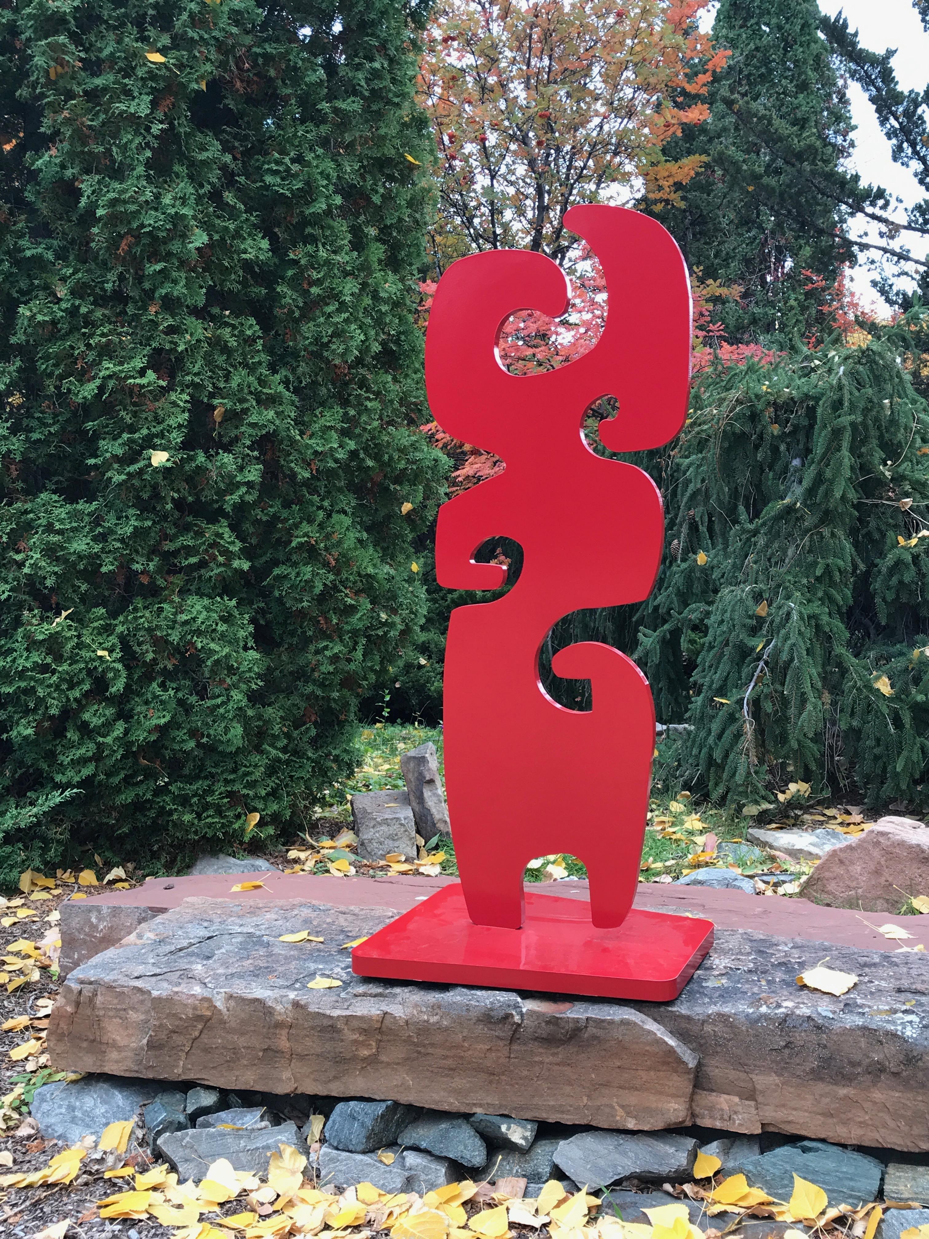 Grandmother, Melanie Yazzie, red sculpture, abstract, Navajo, outdoor, indoor  For Sale 6