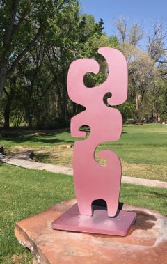 Grandmother, raspberry color, Melanie Yazzie sculpture abstract metal outdoor