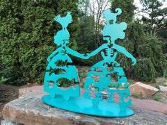 Making New Friends, medium, aluminum sculpture, Female figures, Korean, Navajo