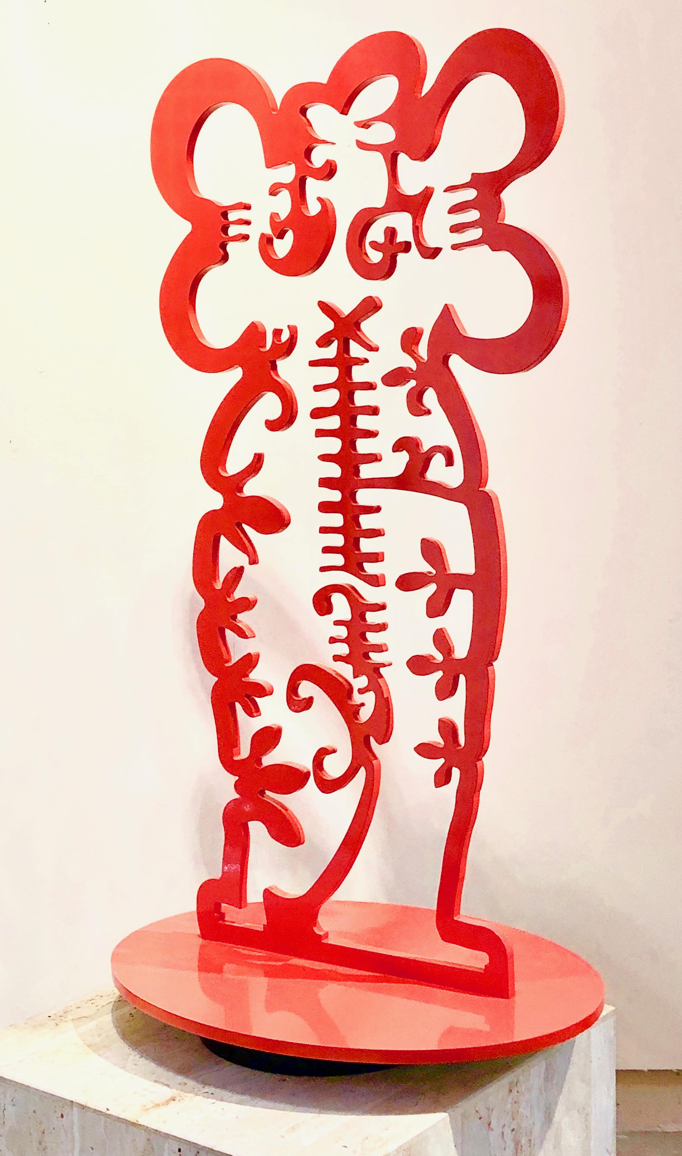 Pollen Keeper II, di Melanie Yazzie, scultura, alluminio, arancione, verticale in vendita 3