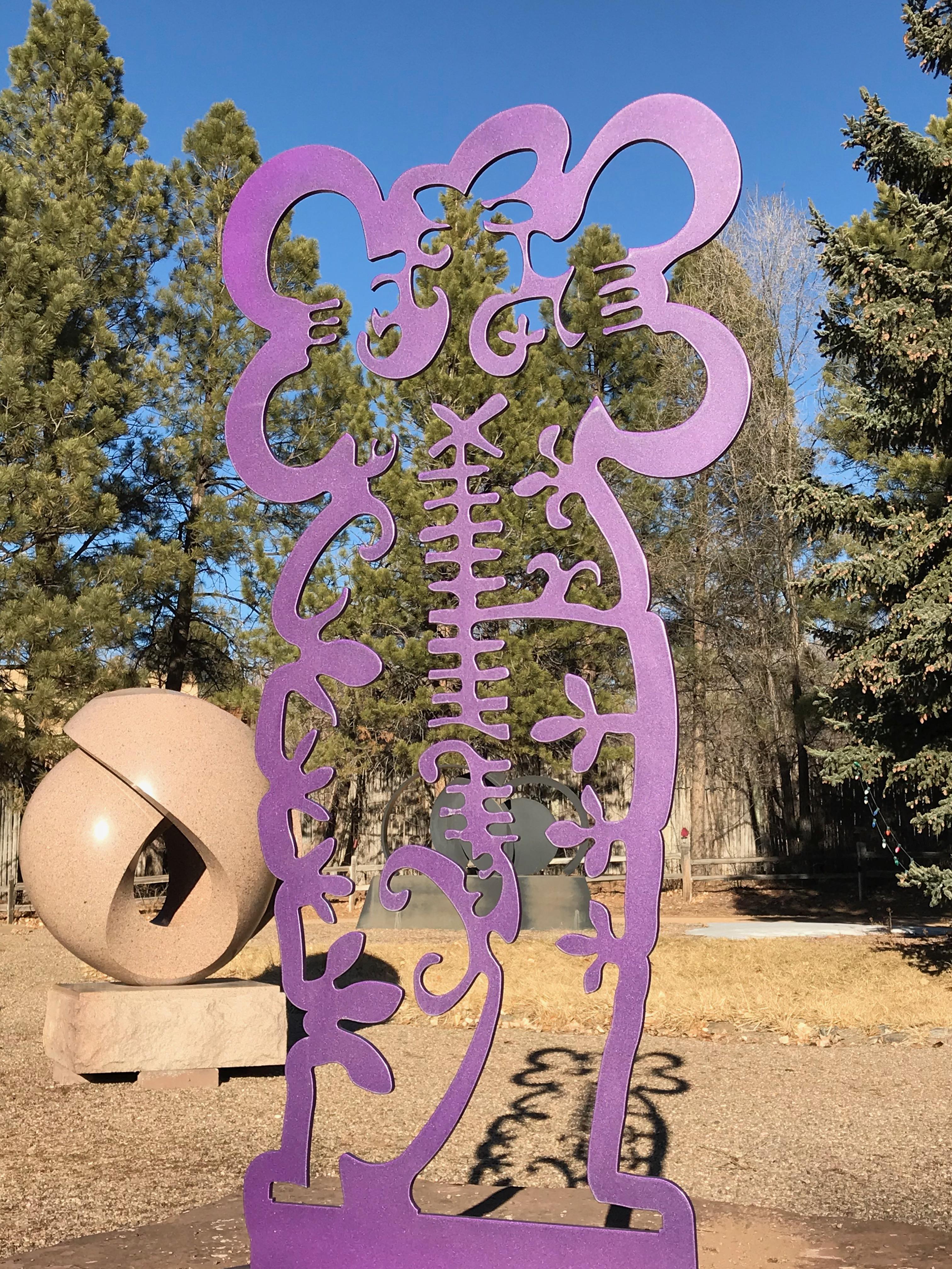 Pollen Keeper II Melanie Yazzie, aluminum sculpture, Navajo, purple, vertical For Sale 2