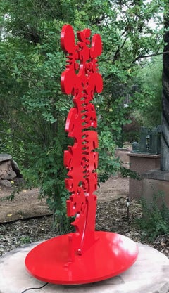 Guardián del Polen, medio, aluminio, pintura en polvo, escultura, Navajo, Mujer, rojo