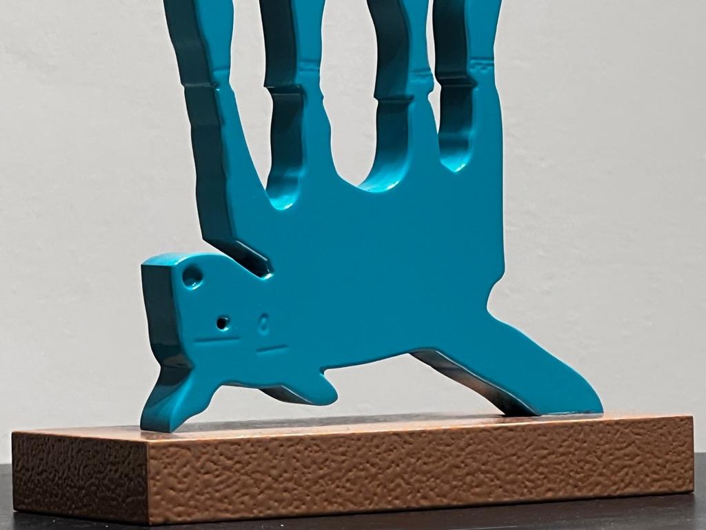 They Help Each Other - Animal Stack Sculpture, by Melanie Yazzie, Navajo, teal For Sale 1