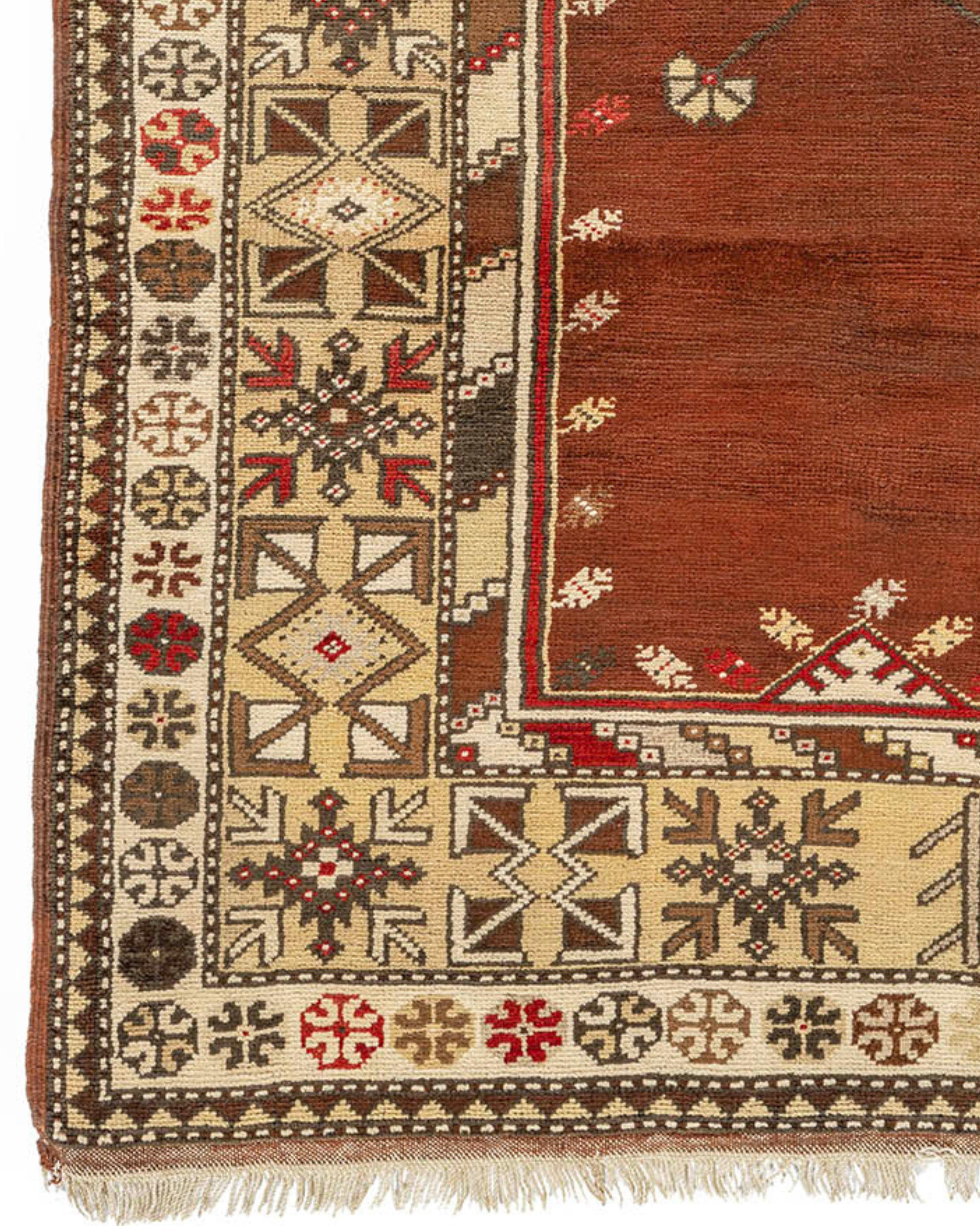 Hand-Knotted Melas Prayer Rug, Mid-20th Century For Sale
