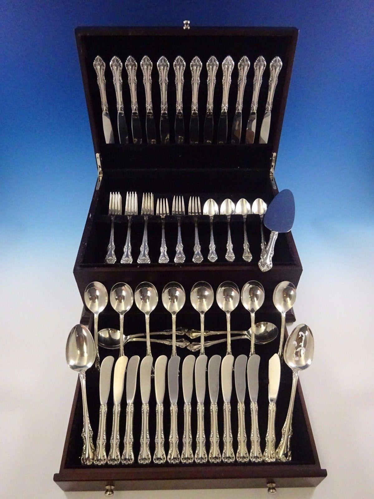 Melbourne by Oneida Sterling Silver Flatware Service for 12 Set 76 Pieces In Excellent Condition For Sale In Big Bend, WI