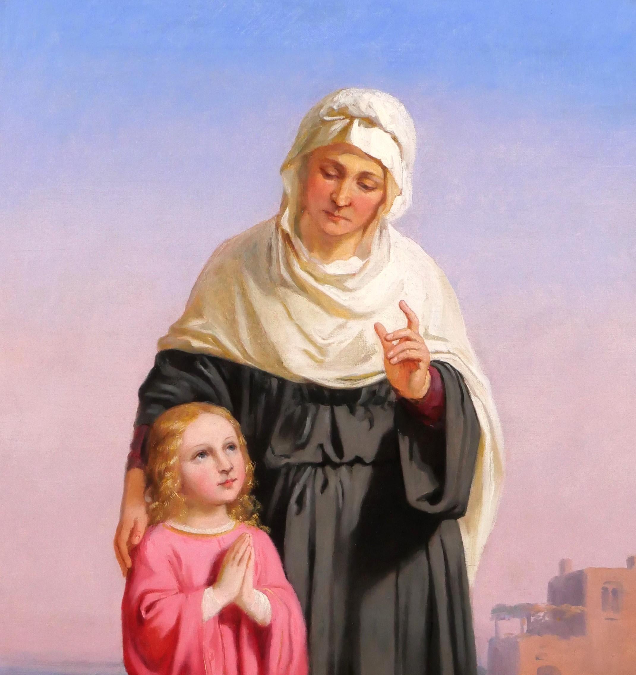 Santa Anna und die Jungfrau Maria (Grau), Figurative Painting, von Melchior Paul von Deschwanden