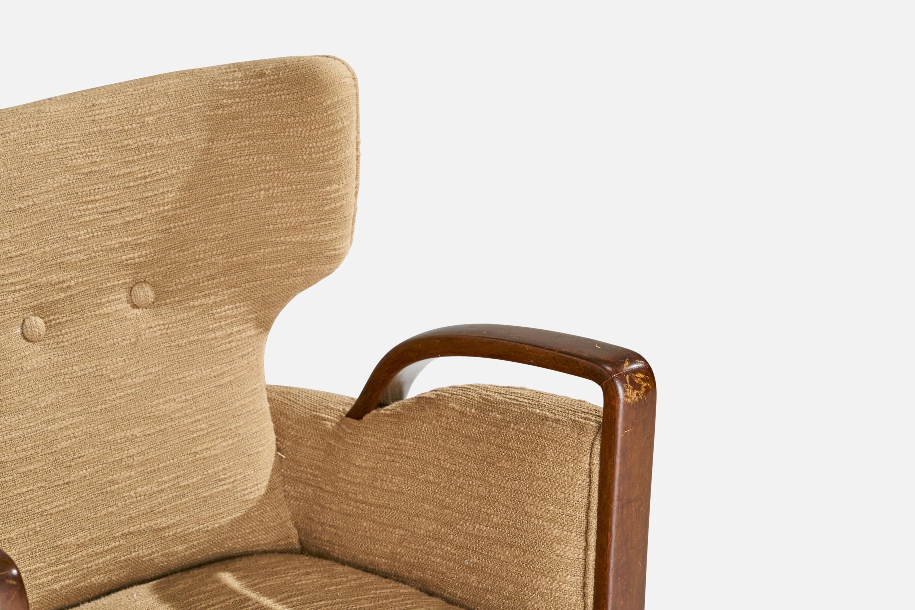Melchiorre Bega, Armchairs, Fabric, Wood, Italy, 1949 For Sale 4