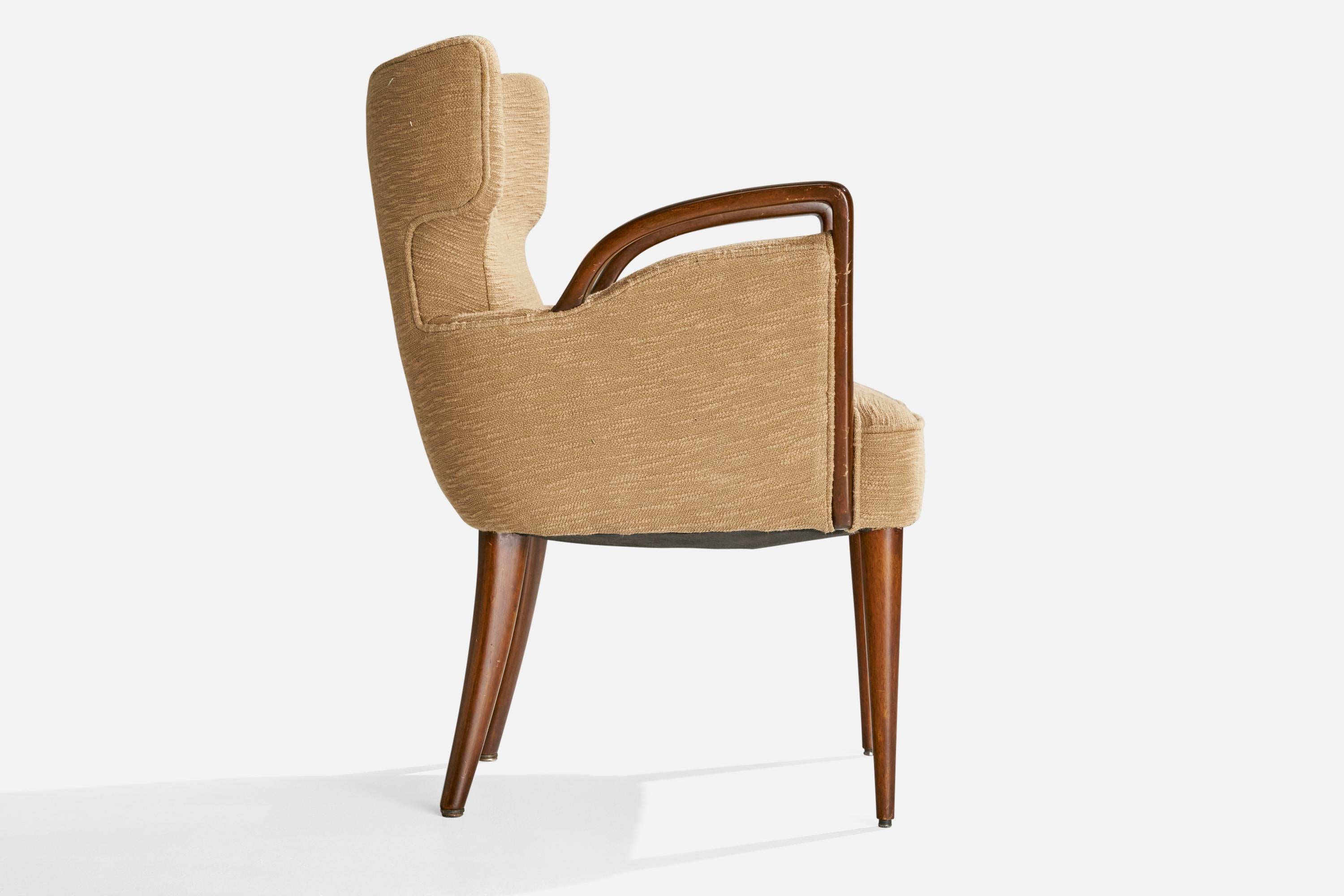 Melchiorre Bega, Armchairs, Fabric, Wood, Italy, 1949 For Sale 2