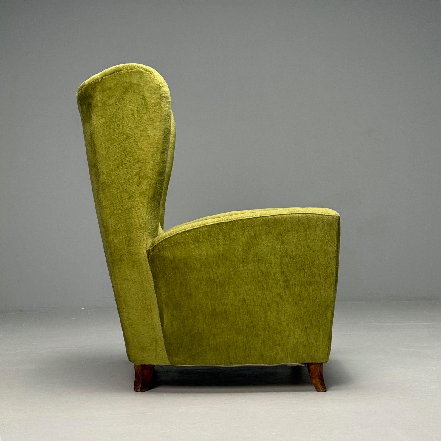 Velvet Melchiorre Bega Attr., Italian Mid-Century Modern, Oversized Lounge Chair, 1950s For Sale