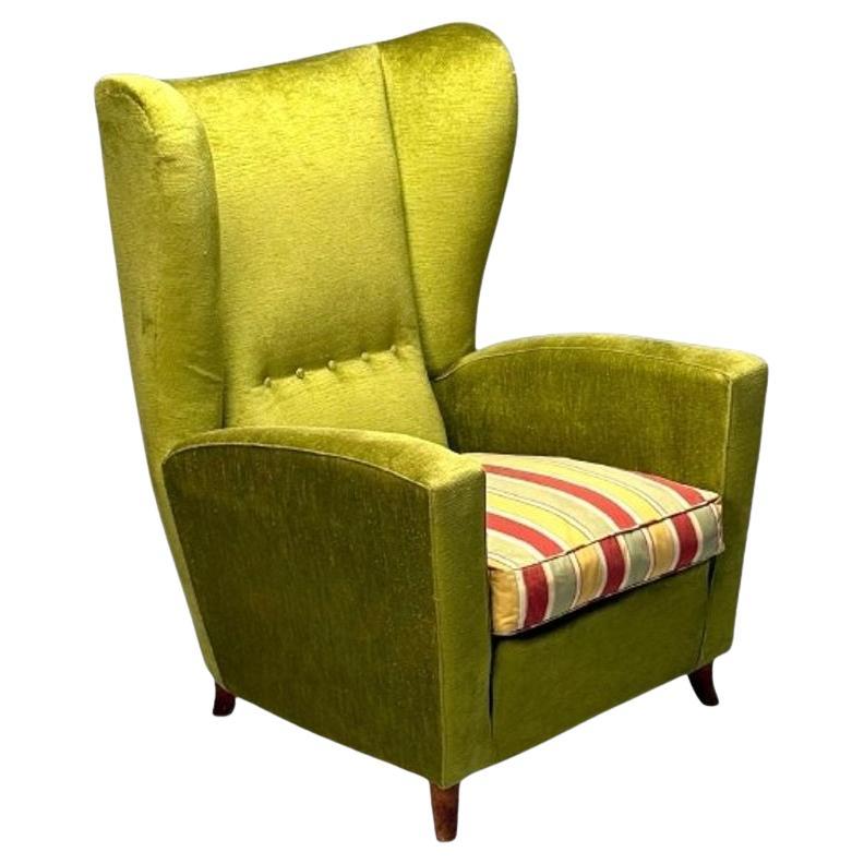 Melchiorre Bega Attr., Italian Mid-Century Modern, Oversized Lounge Chair, 1950s For Sale