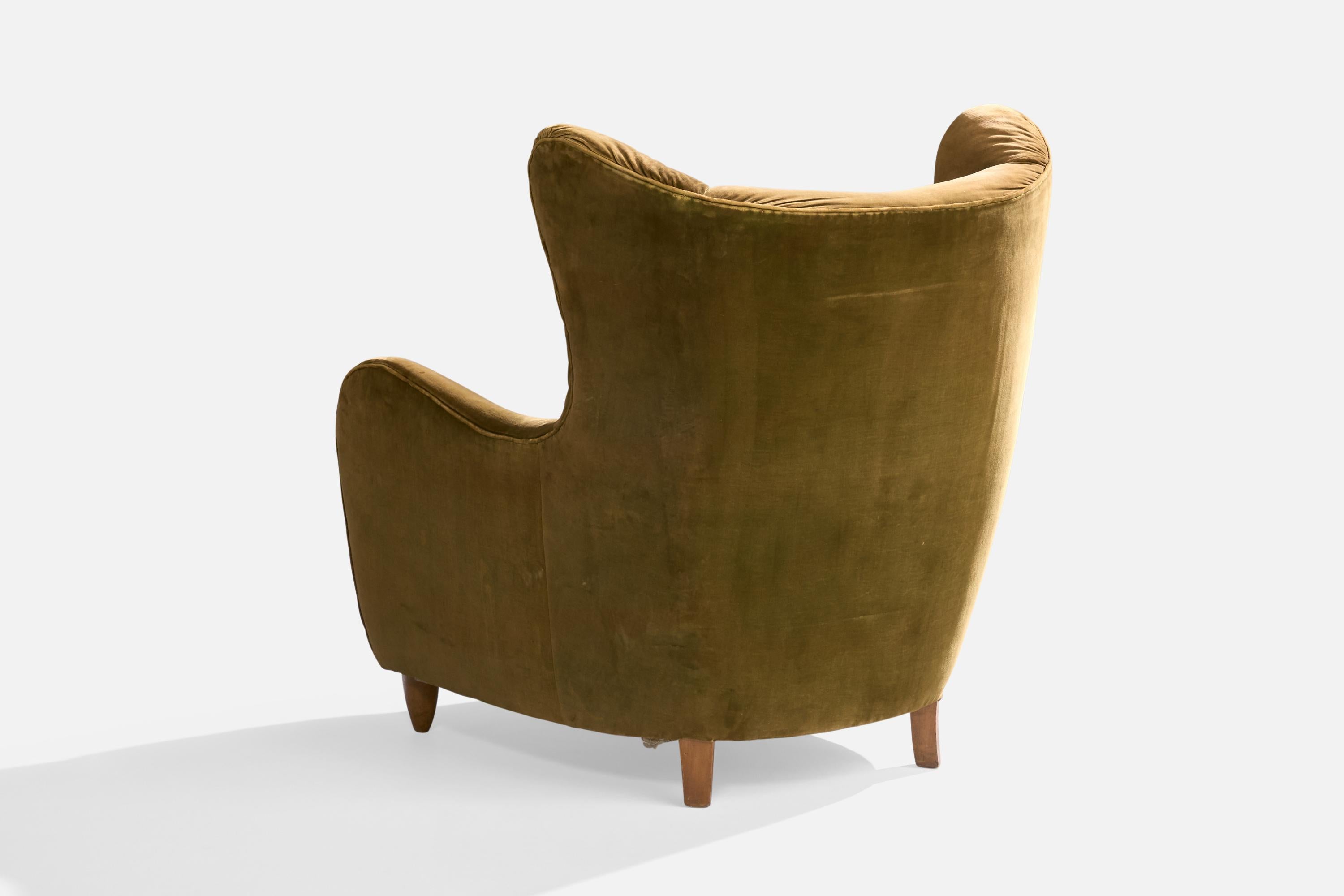 Melchiorre Bega Attribuzione, Sedie da salotto, Velluto, Noce, Italia, anni '40 5