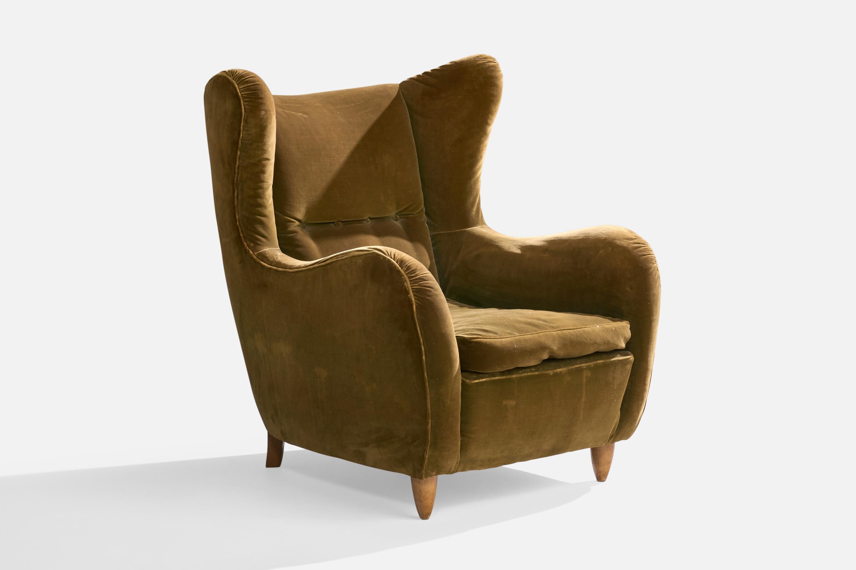 Melchiorre Bega Attribuzione, Sedie da salotto, Velluto, Noce, Italia, anni '40 4
