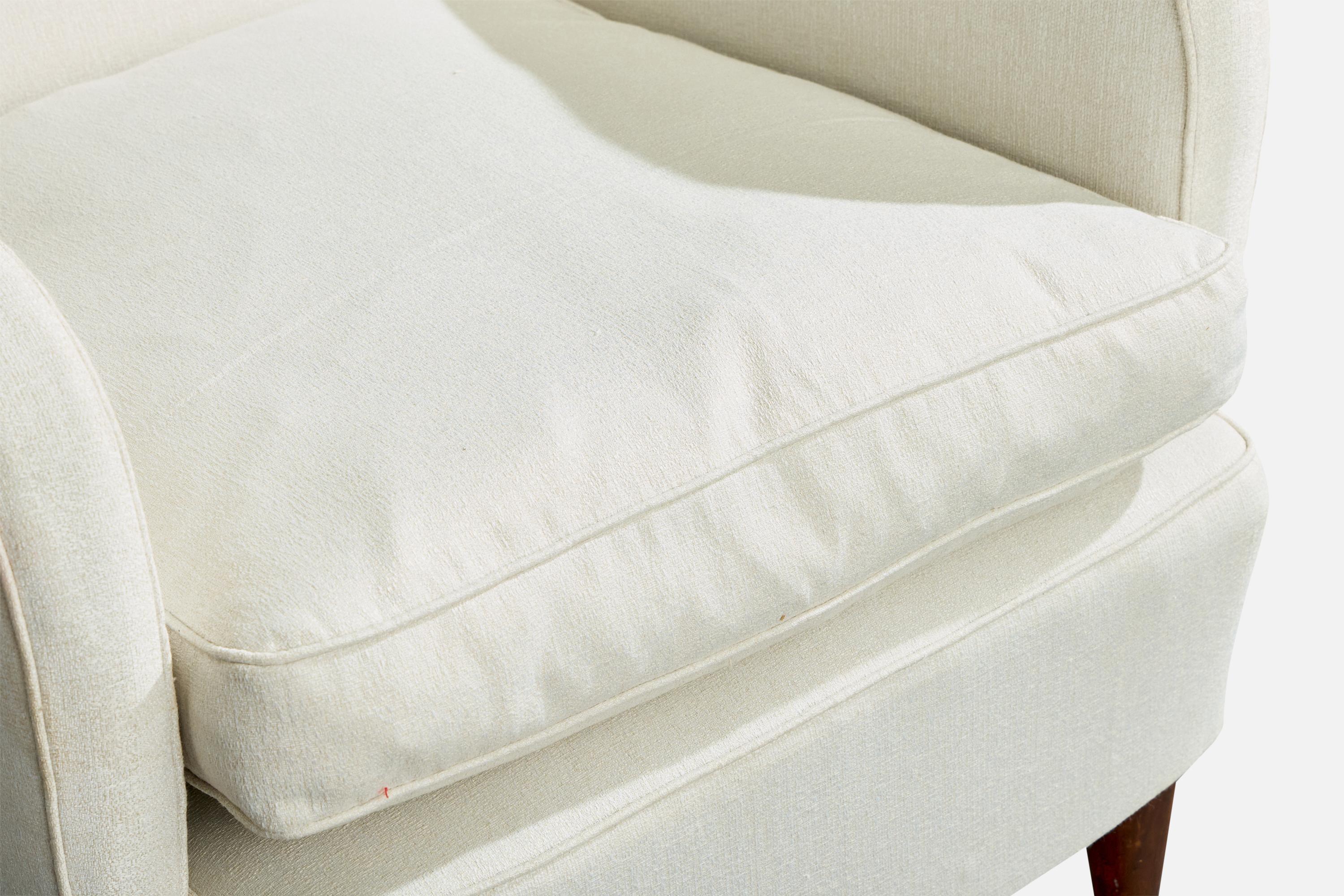 Melchiorre Bega Attribution, Lounge Chairs, Wood, Fabric, Italy, 1940s en venta 3