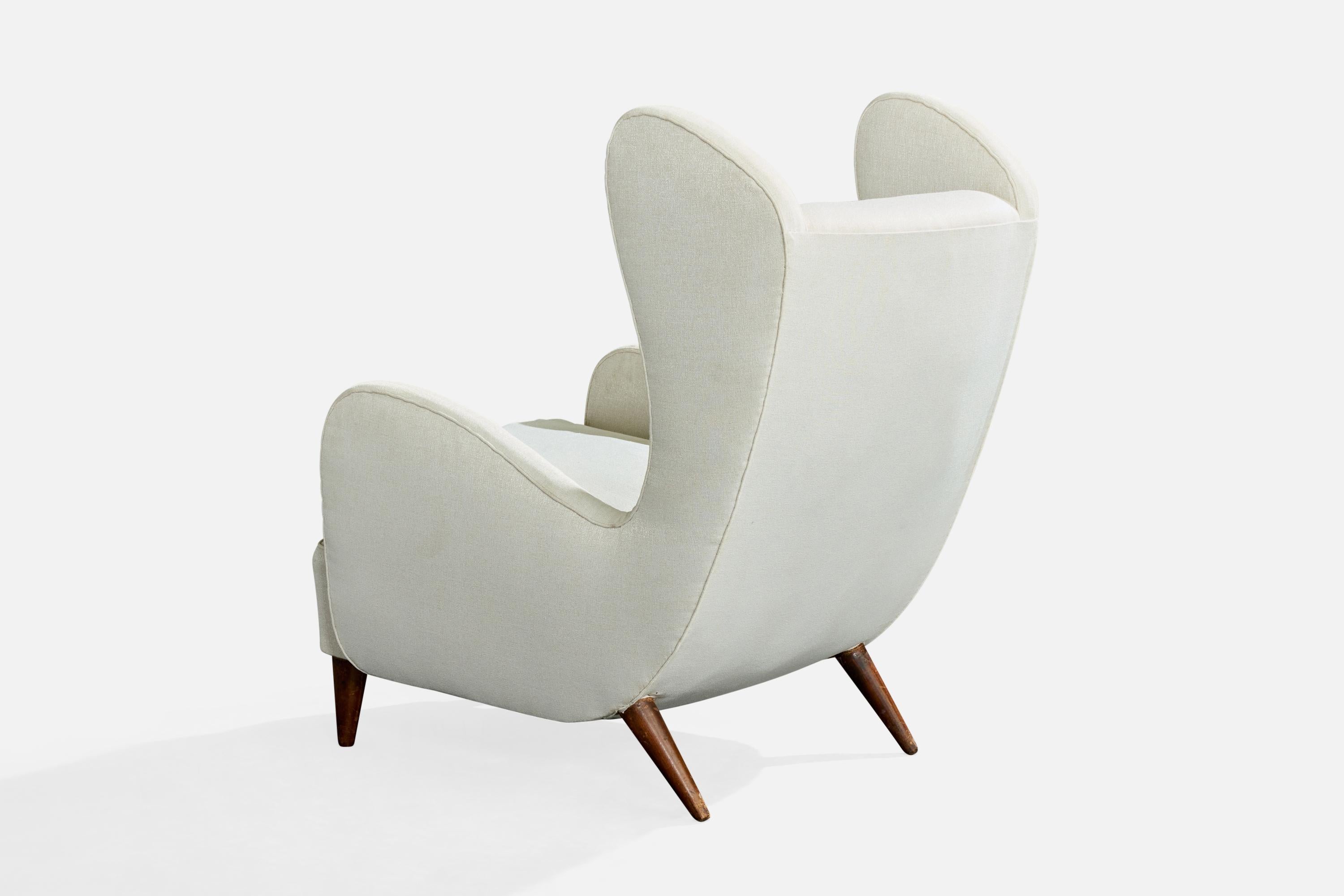 Melchiorre Bega Attribution, Lounge Chairs, Wood, Fabric, Italy, 1940s mediados del siglo XX en venta