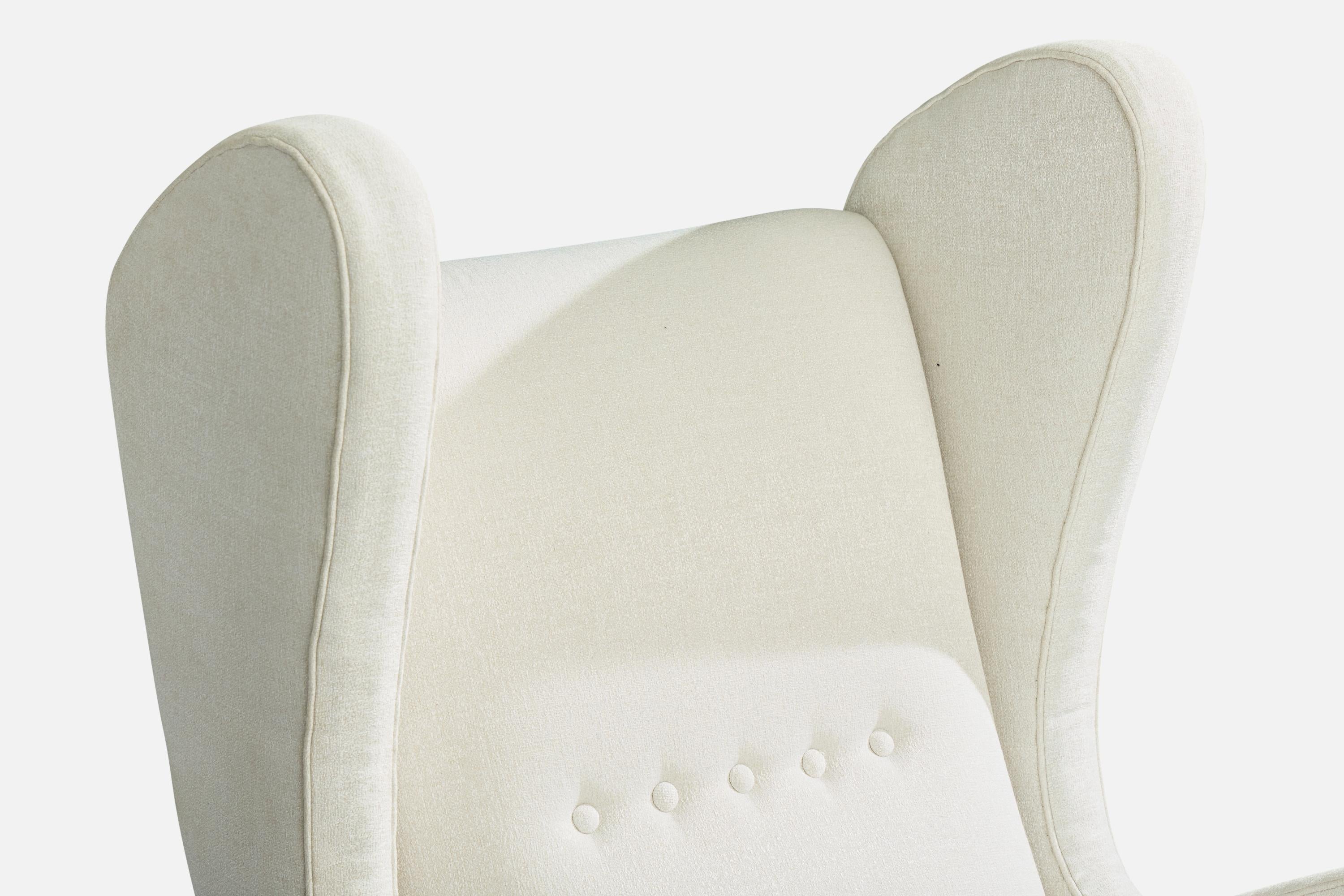 Melchiorre Bega Attribution, Lounge Chairs, Wood, Fabric, Italy, 1940s en venta 1