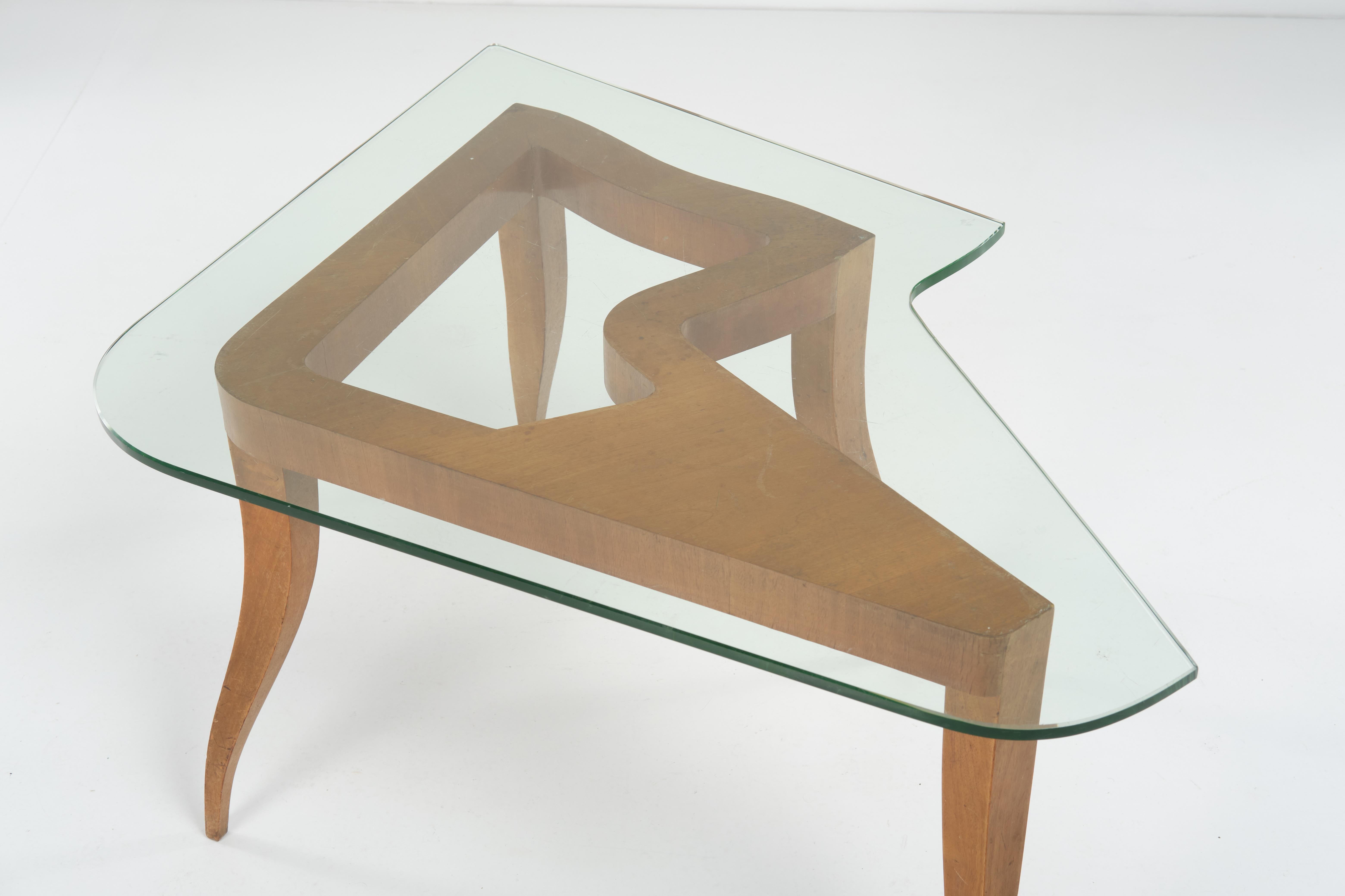 Melchiorre Bega Coffe Table in Glass and Wood 1940 Ca. For Sale 1