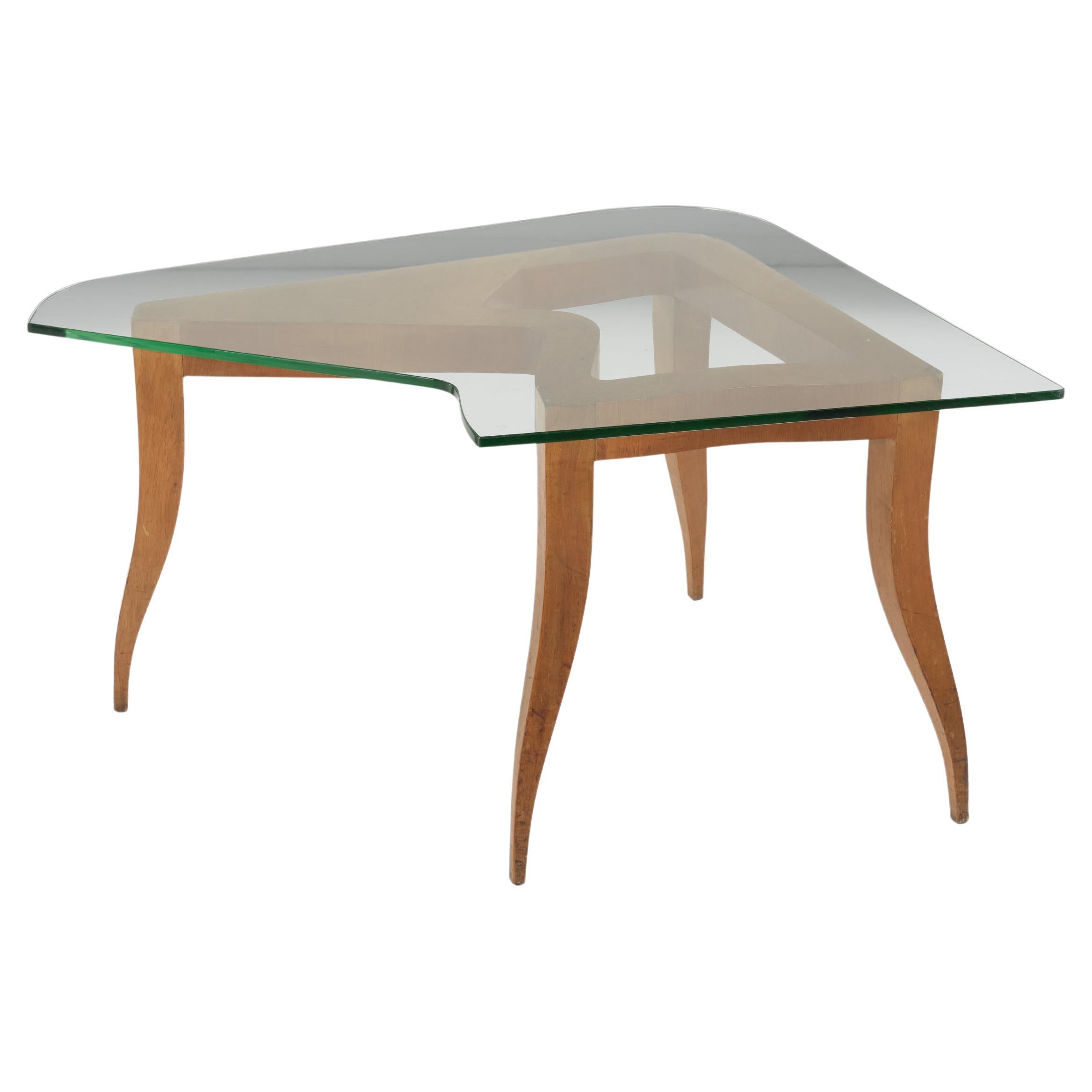 Melchiorre Bega Coffe Table in Glass and Wood 1940 Ca.
