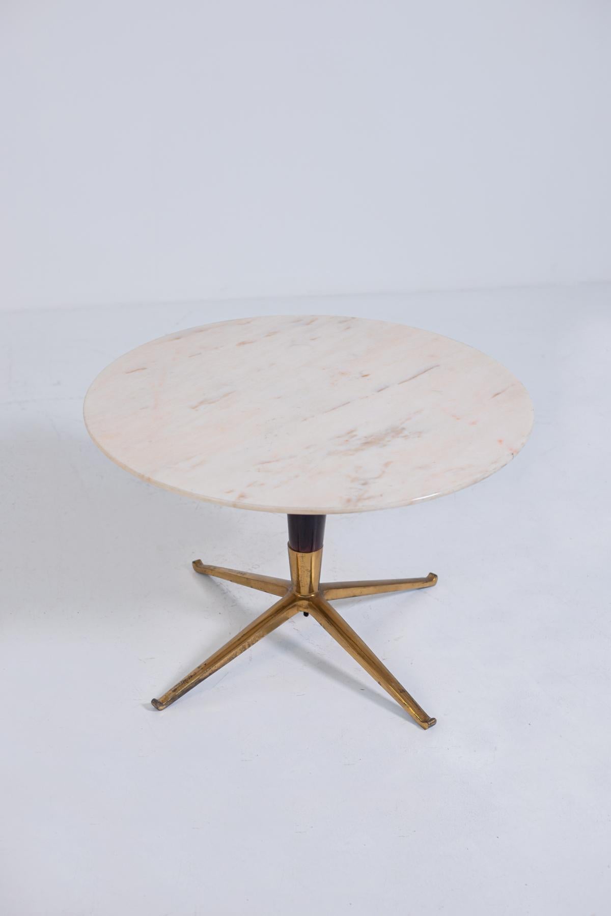 Italian Melchiorre Bega Coffee Table in Marble, Iron Brass, 1950s
