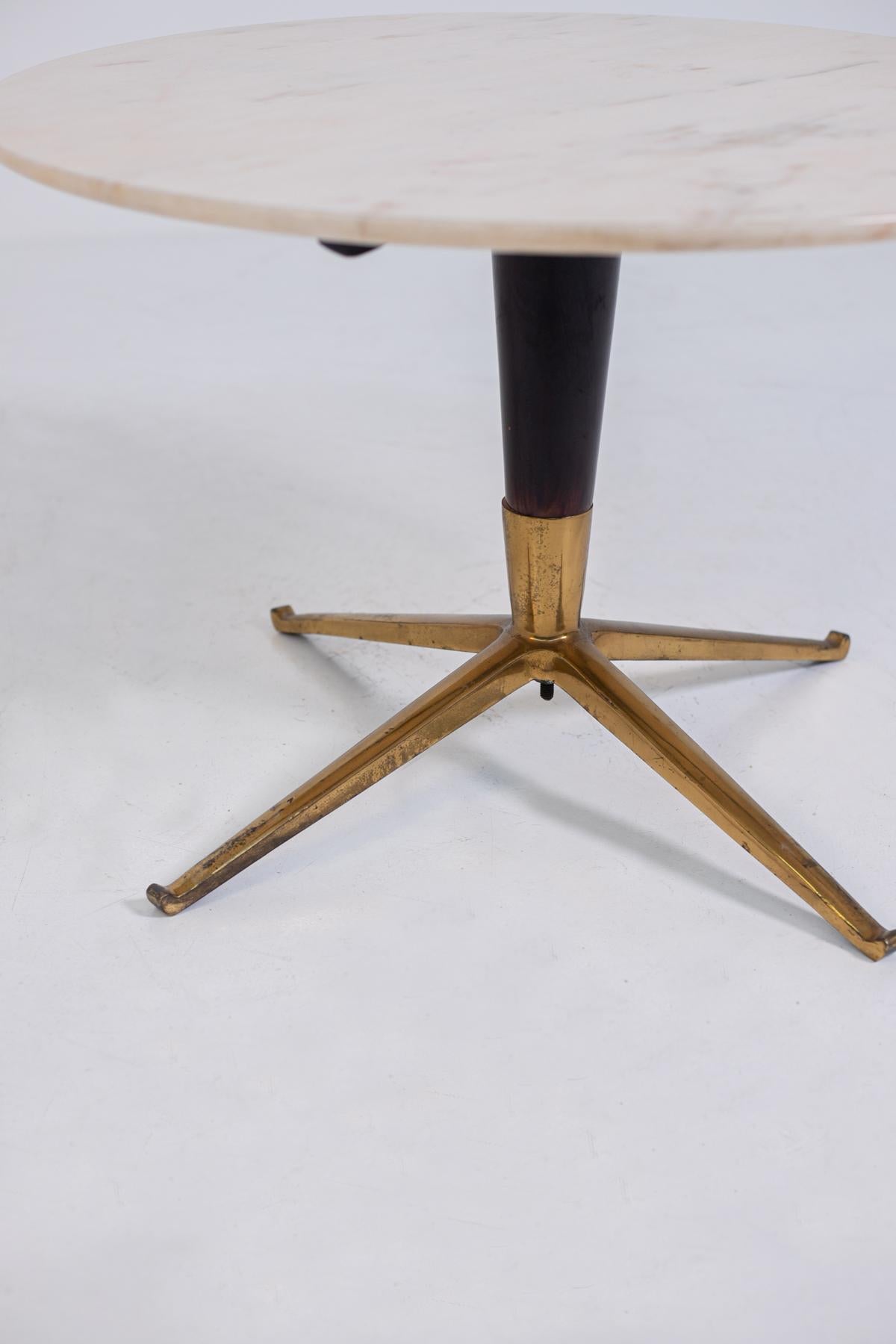 Melchiorre Bega Coffee Table in Marble, Iron Brass, 1950s In Good Condition In Milano, IT