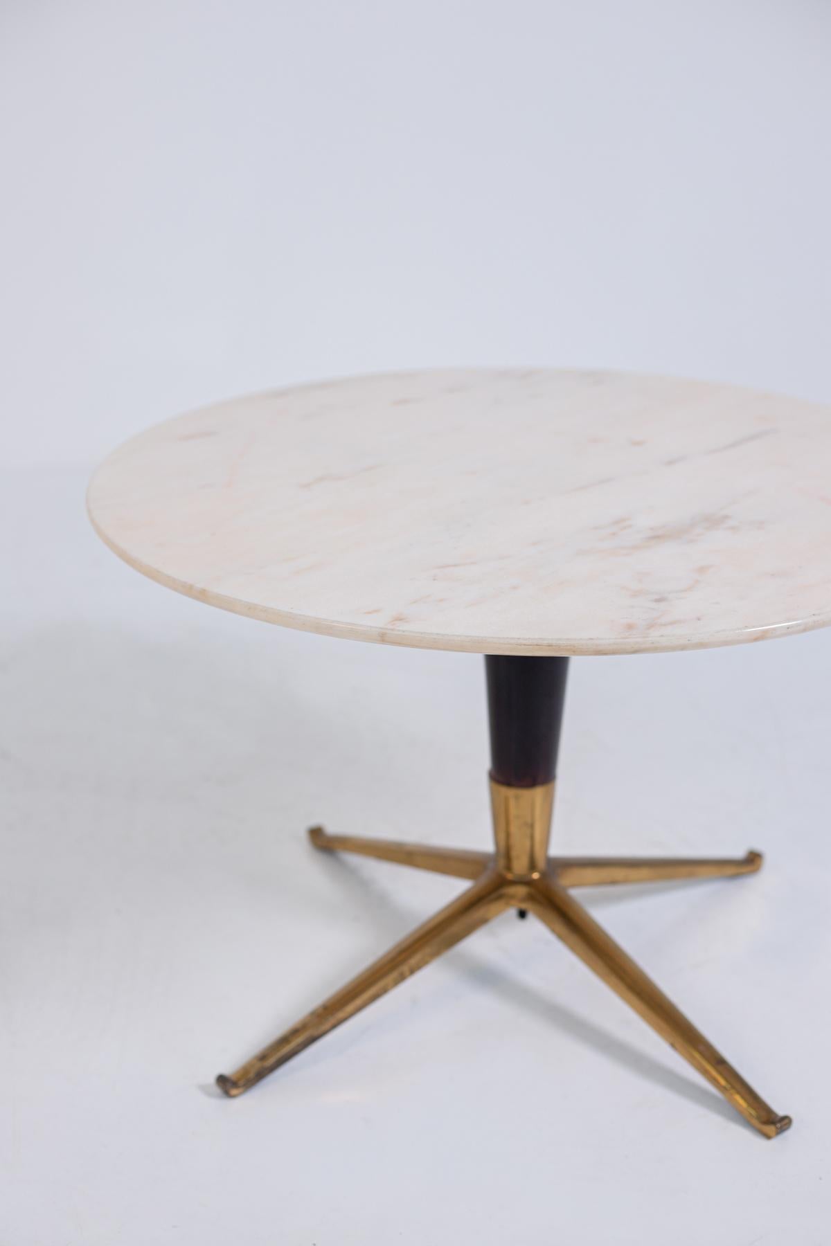 Mid-20th Century Melchiorre Bega Coffee Table in Marble, Iron Brass, 1950s