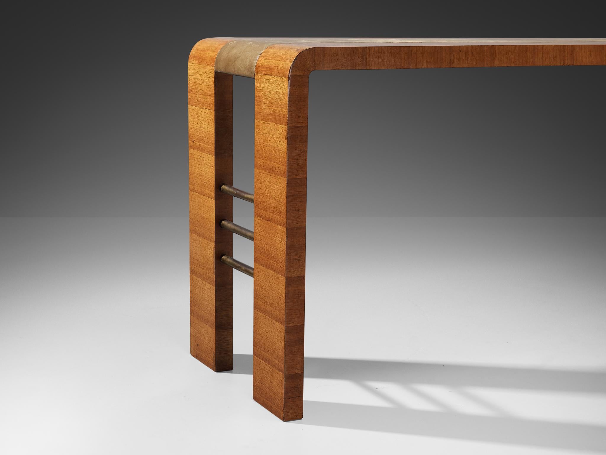 Melchiorre Bega Console in Walnut and Leather  For Sale 3