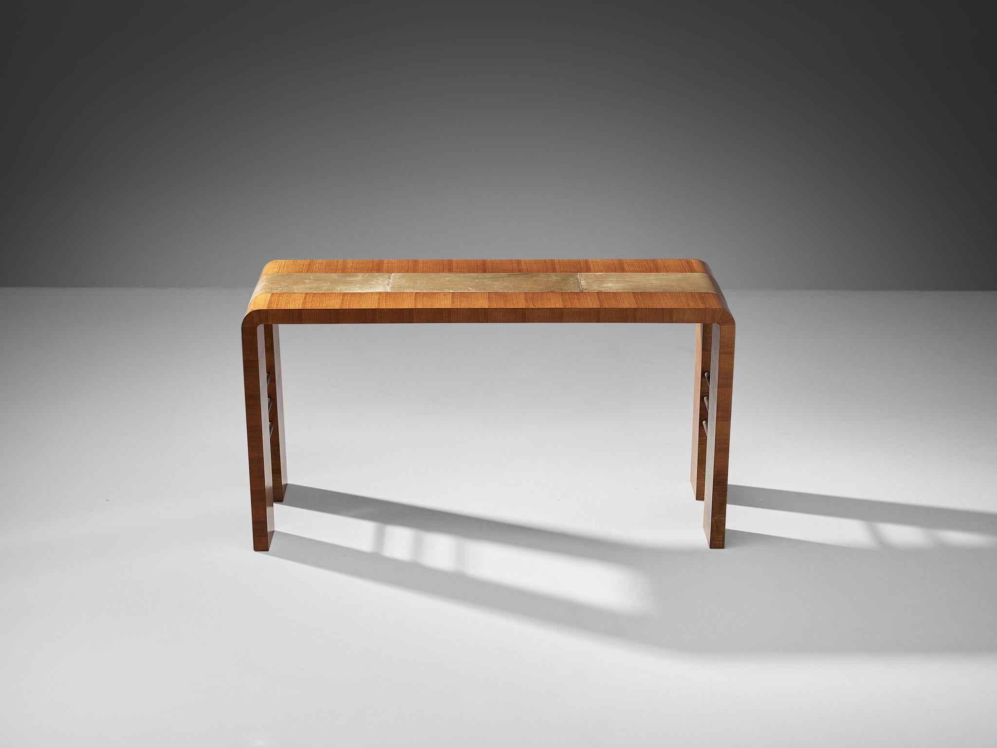 Melchiorre Bega Console in Walnut and Leather  For Sale 4