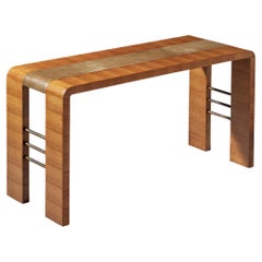 Melchiorre Bega Console in Walnut and Leather