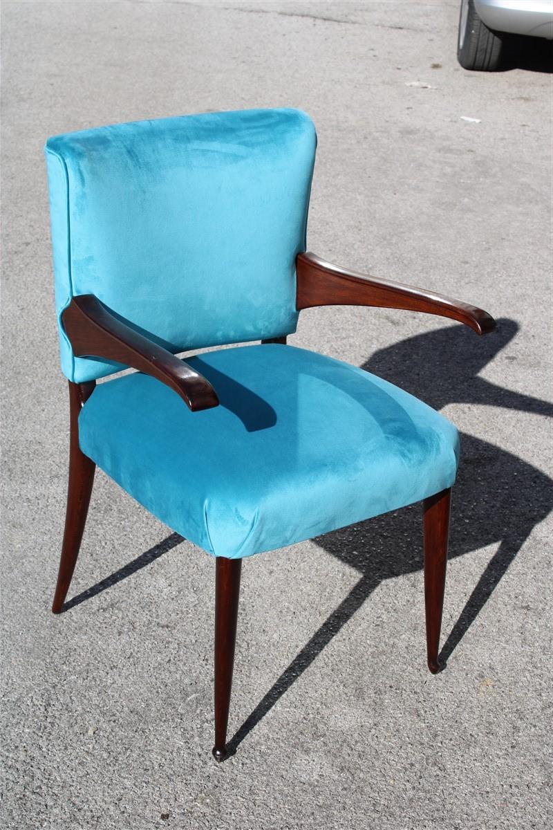 Mid-Century Modern Melchiorre Bega Desk Chair Italian Design Mid-Cenury Walnut Velvet