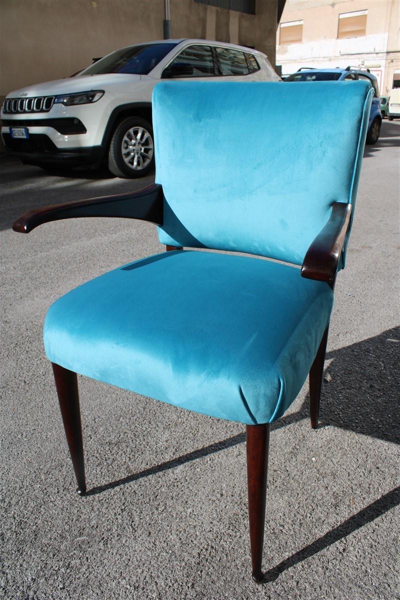 Melchiorre Bega Desk Chair Italian Design Mid-Cenury Walnut Velvet 3