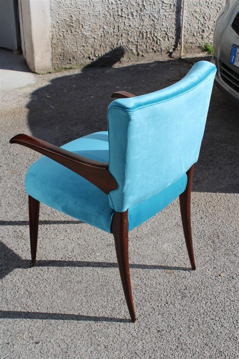 Melchiorre Bega Desk Chair Italian Design Mid-Cenury Walnut Velvet 4