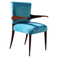 Melchiorre Bega Desk Chair Italian Design Mid-Cenury Walnut Velvet