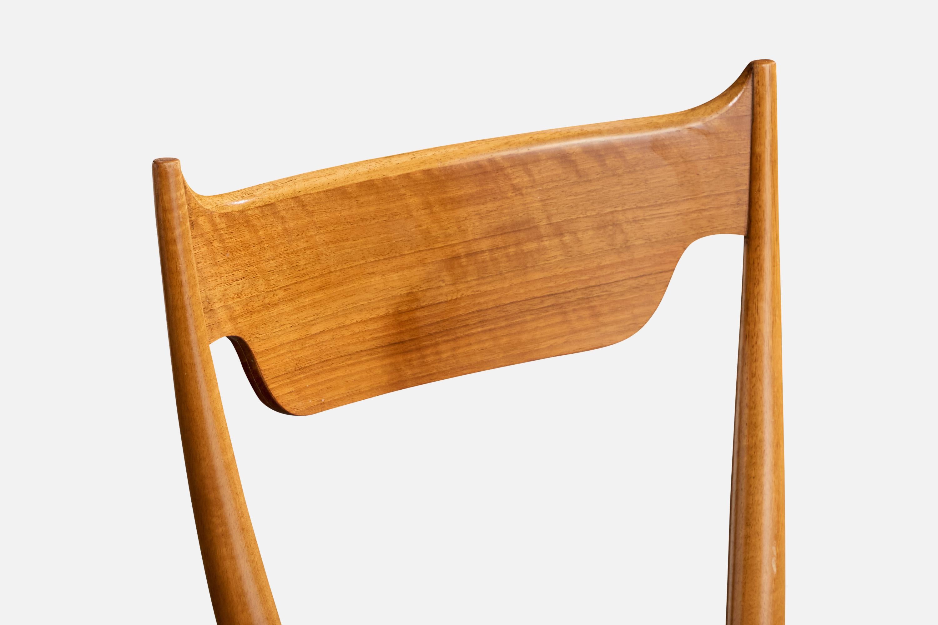 Melchiorre Bega, Esszimmerstühle, Holz, Stoff, Italien, 1950er Jahre im Angebot 4