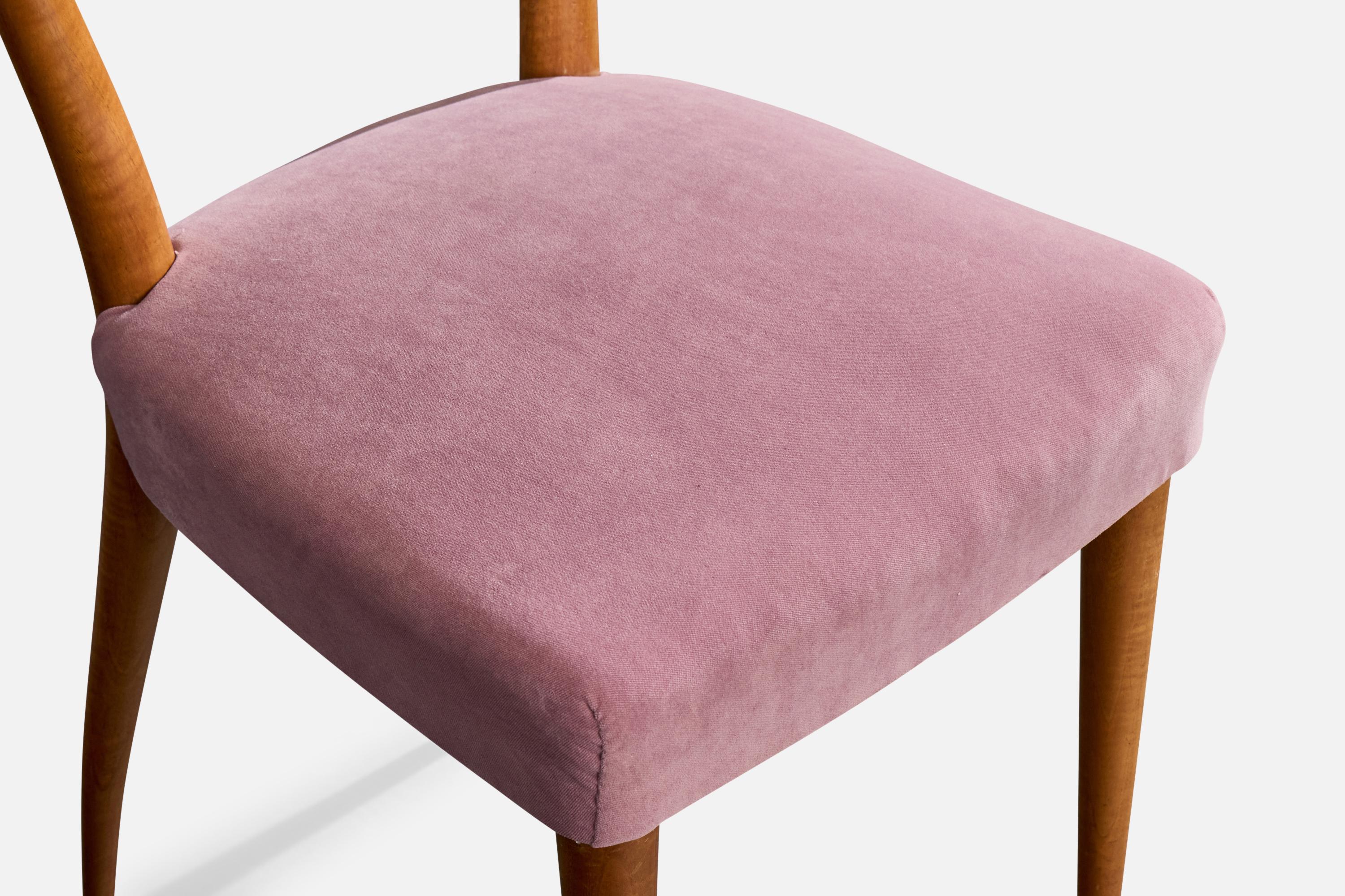 Melchiorre Bega, Esszimmerstühle, Holz, Stoff, Italien, 1950er Jahre im Angebot 5