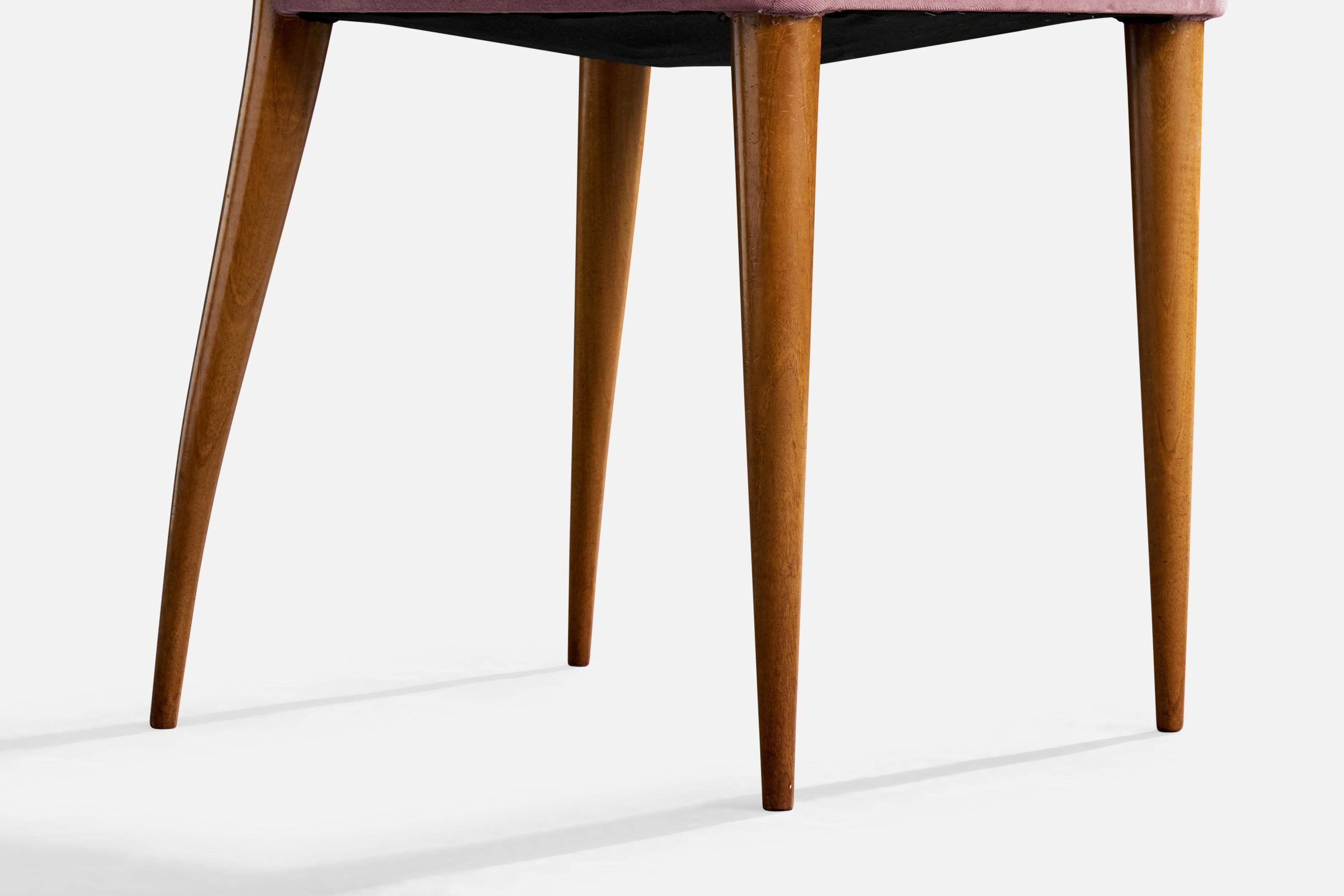 Melchiorre Bega, Esszimmerstühle, Holz, Stoff, Italien, 1950er Jahre im Angebot 6