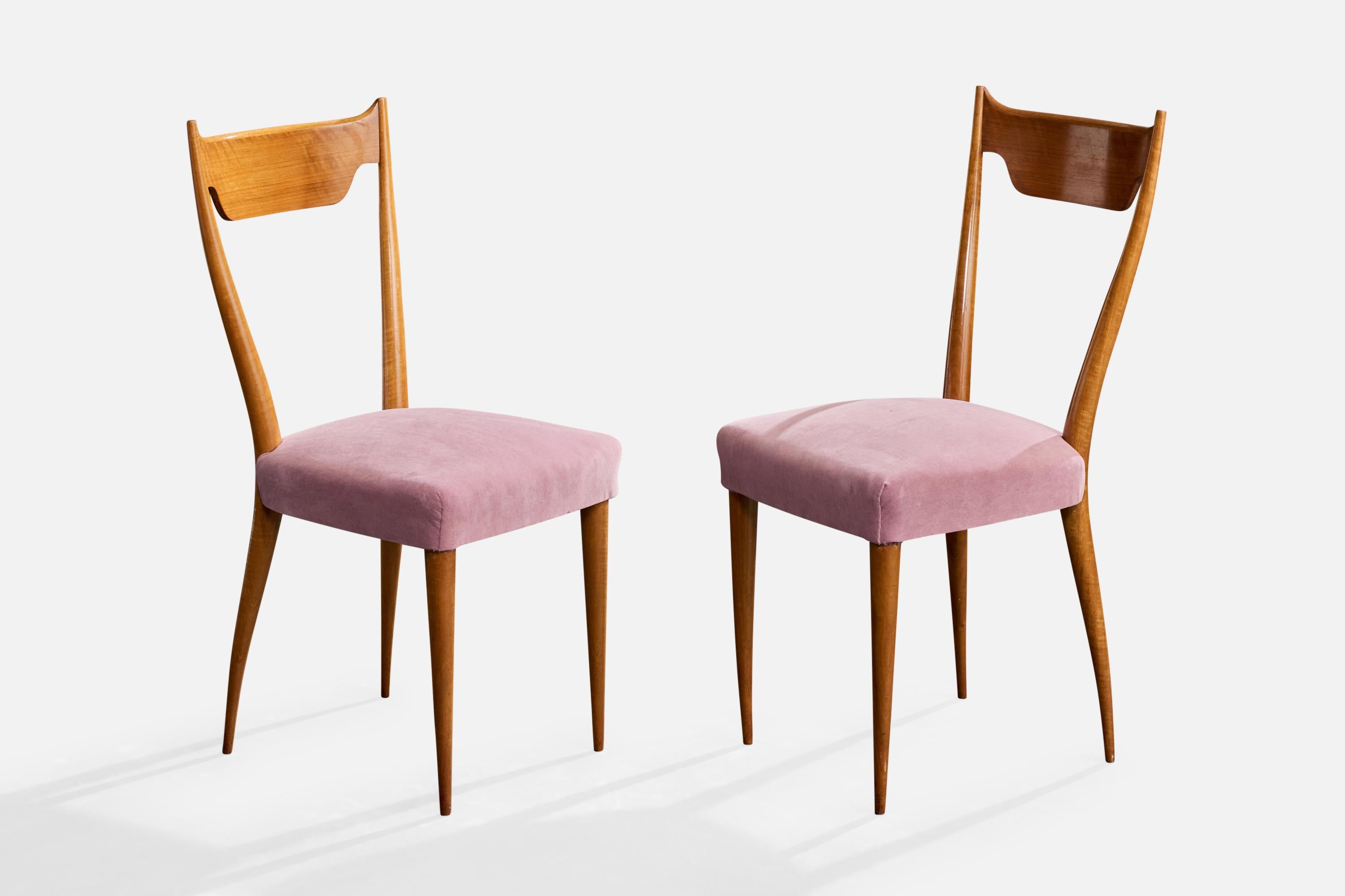 Melchiorre Bega, Esszimmerstühle, Holz, Stoff, Italien, 1950er Jahre (Moderne der Mitte des Jahrhunderts) im Angebot