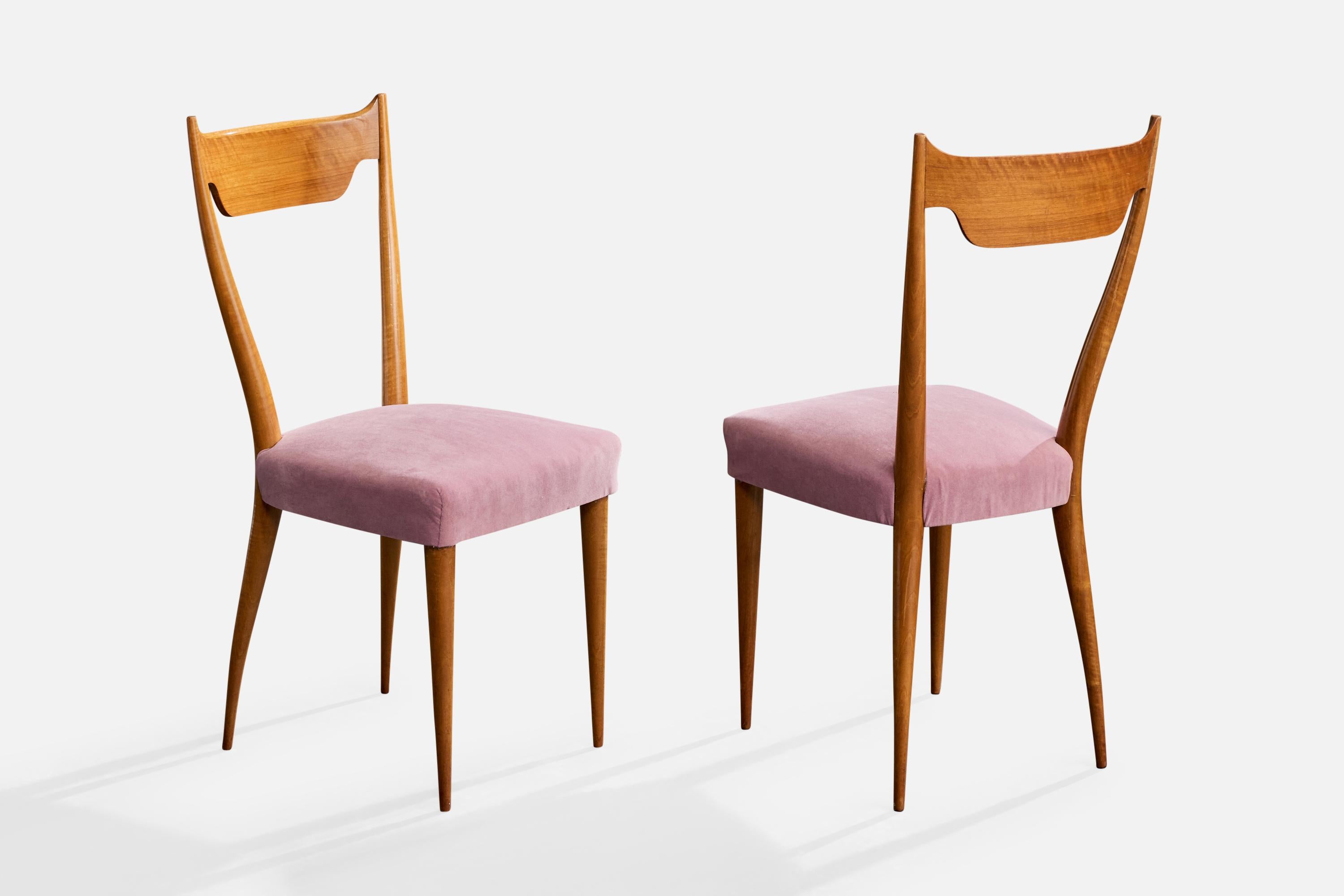 Melchiorre Bega, Esszimmerstühle, Holz, Stoff, Italien, 1950er Jahre (Italienisch) im Angebot