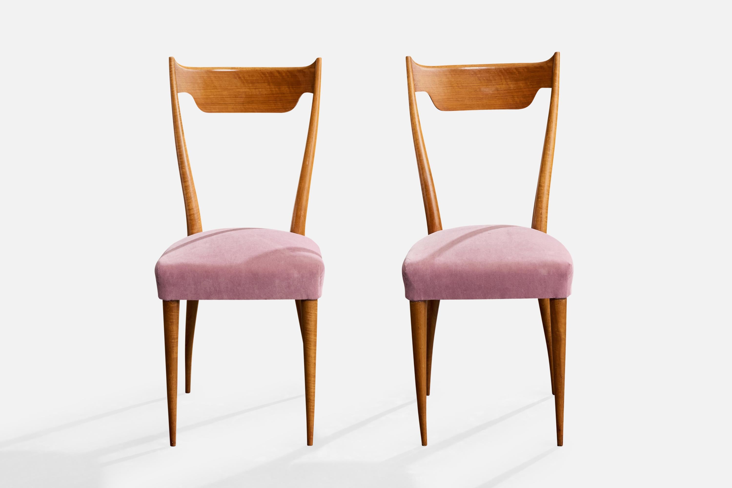 Melchiorre Bega, Esszimmerstühle, Holz, Stoff, Italien, 1950er Jahre im Zustand „Relativ gut“ im Angebot in High Point, NC