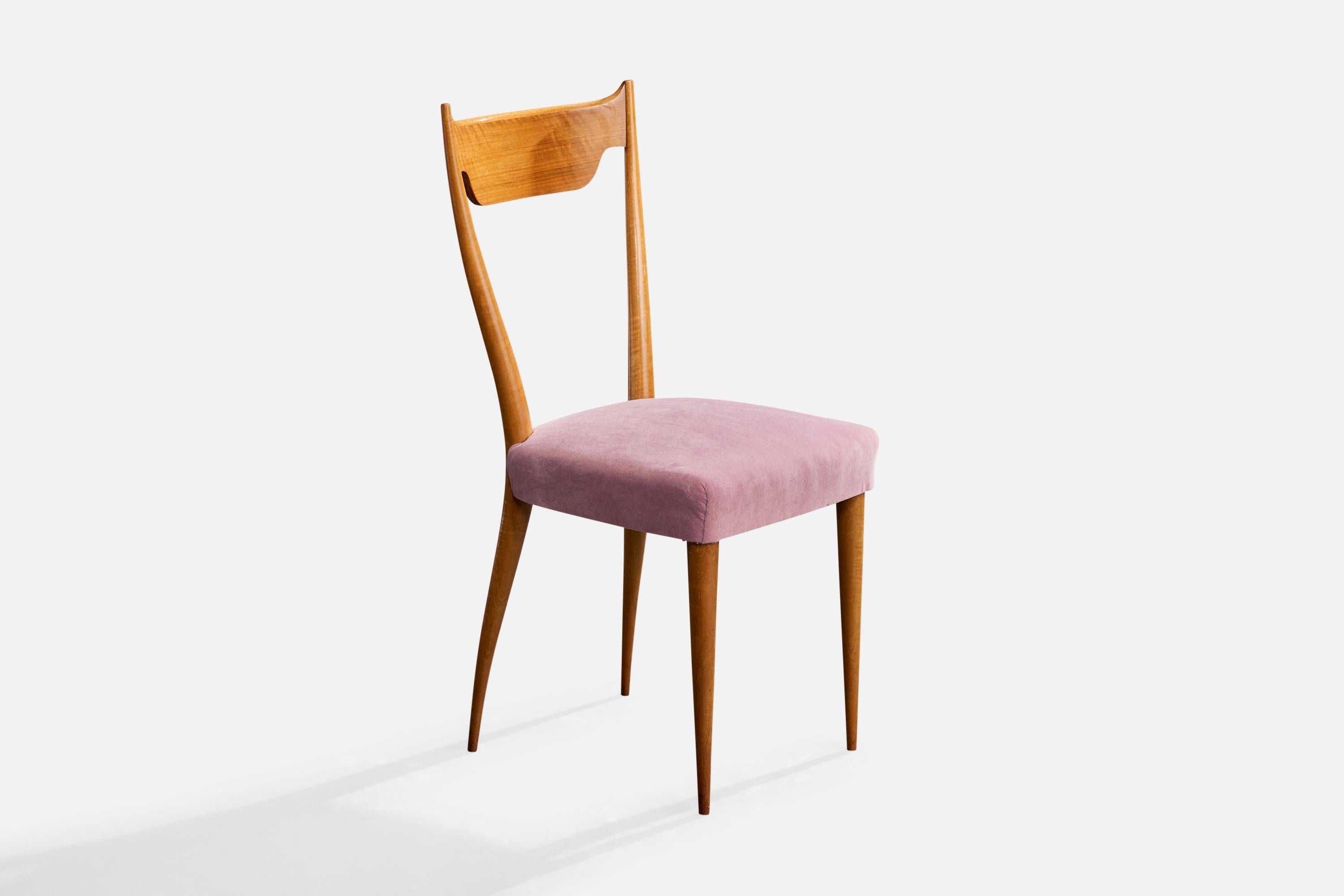 Melchiorre Bega, Esszimmerstühle, Holz, Stoff, Italien, 1950er Jahre (Mitte des 20. Jahrhunderts) im Angebot