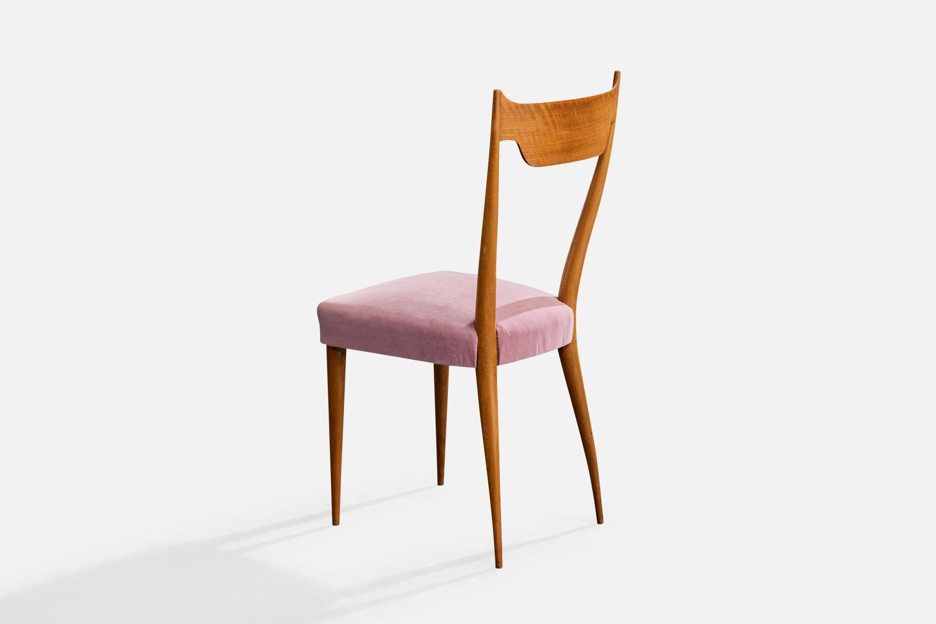 Melchiorre Bega, Esszimmerstühle, Holz, Stoff, Italien, 1950er Jahre im Angebot 1