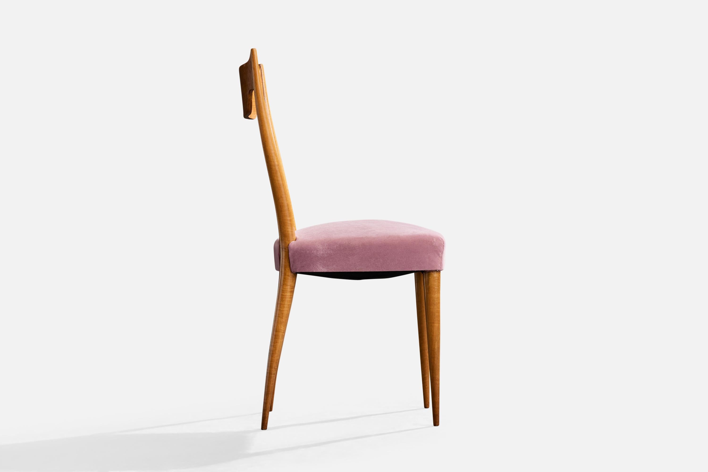 Melchiorre Bega, Esszimmerstühle, Holz, Stoff, Italien, 1950er Jahre im Angebot 2