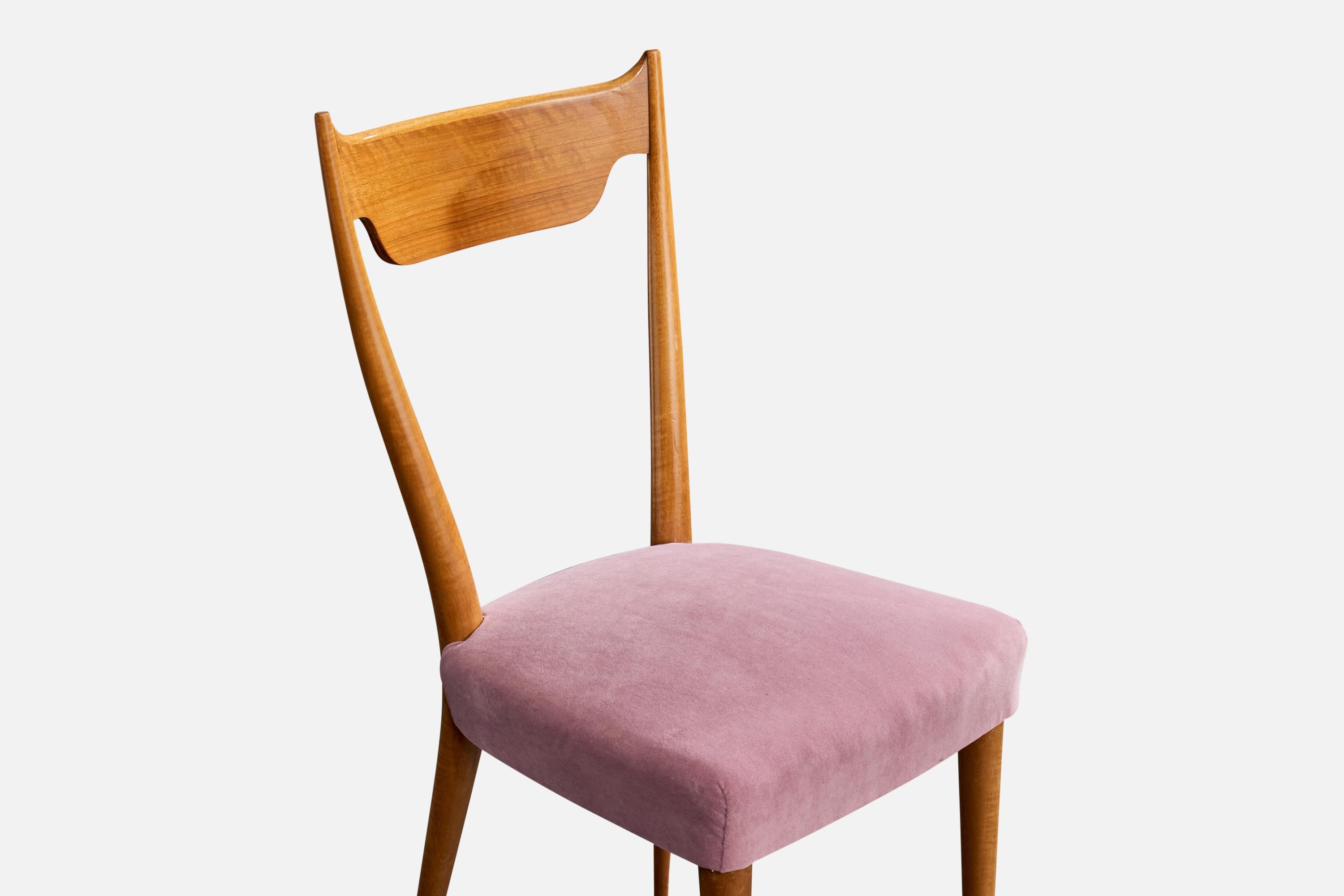 Melchiorre Bega, Esszimmerstühle, Holz, Stoff, Italien, 1950er Jahre im Angebot 3