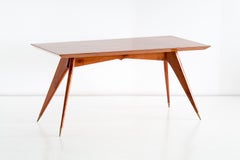 Melchiorre Bega Dining Table in Walnut and Brass, Italy, Early 1950s