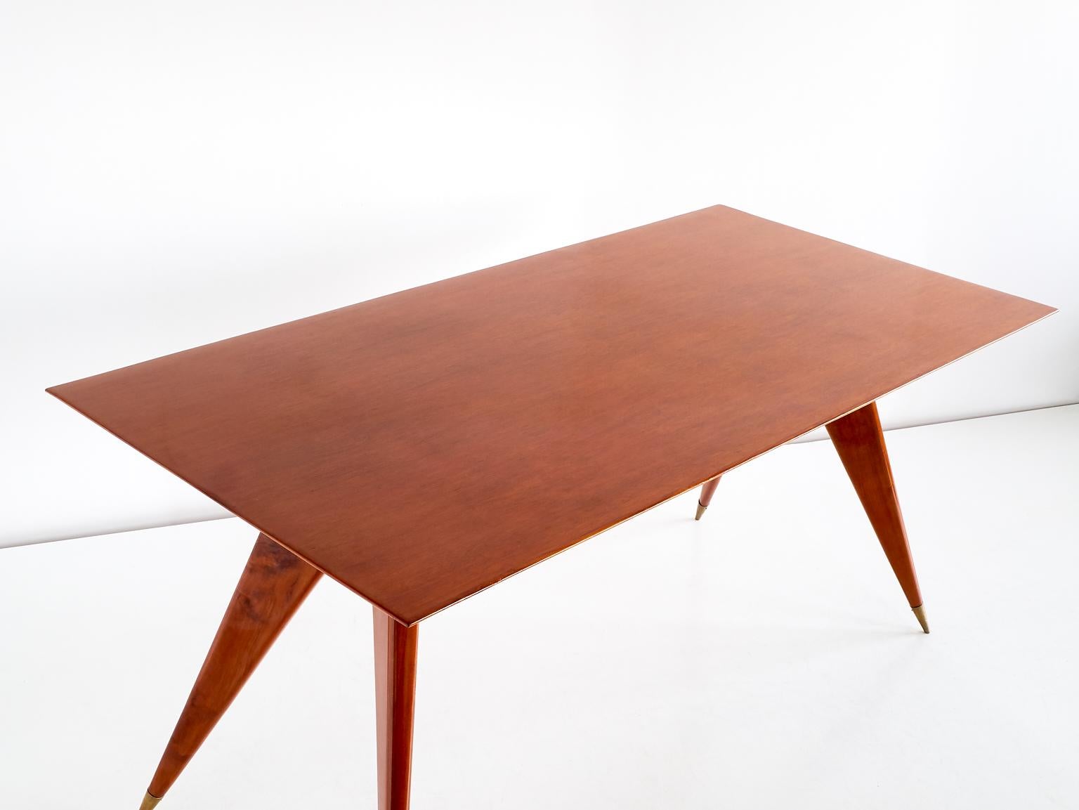Mid-20th Century Melchiorre Bega Dining Table in Walnut and Brass, Italy, Early 1950s